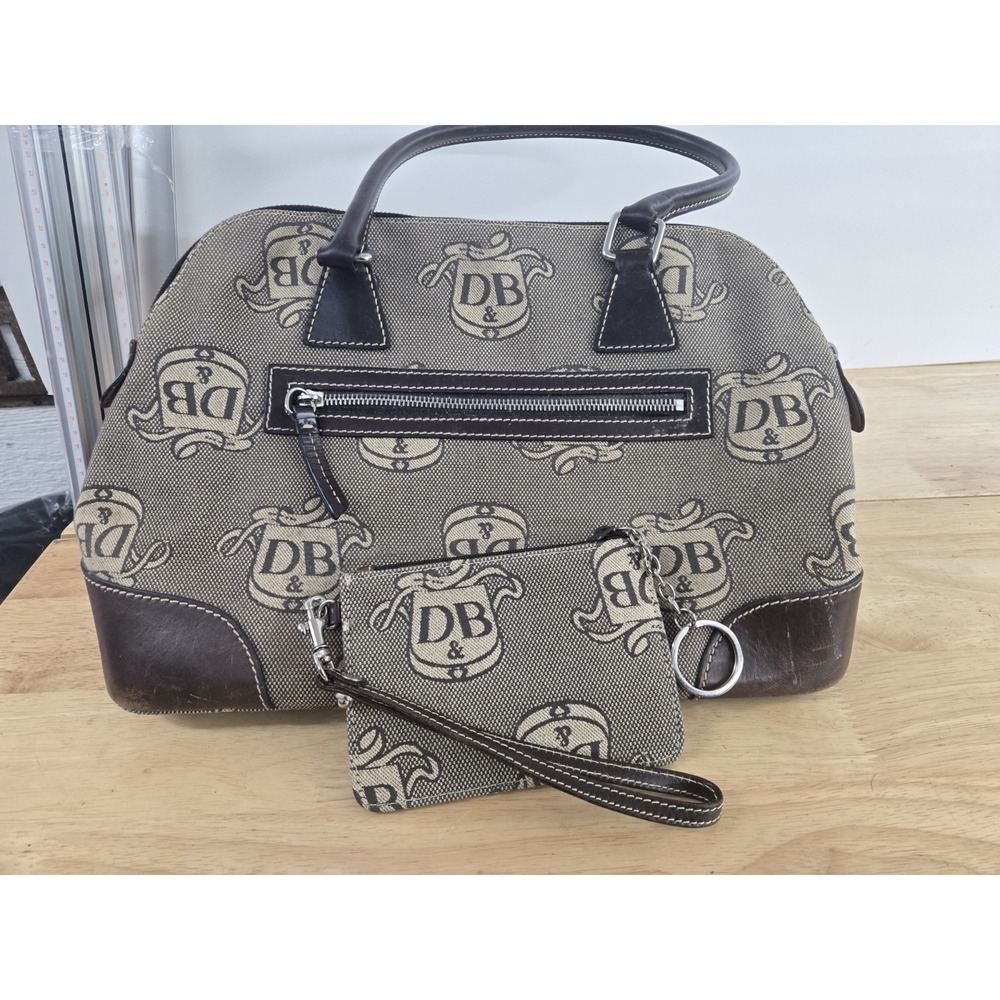 Dooney & Bourke Signature Donegal DB Gray Large Dome Satchel Purse
